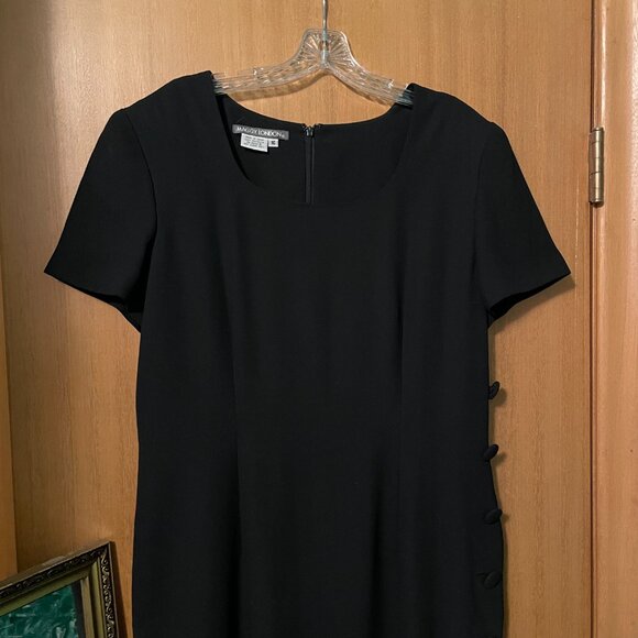 Maggy London Black Short Sleeve Long Dress with row of buttons - Picture 3 of 10